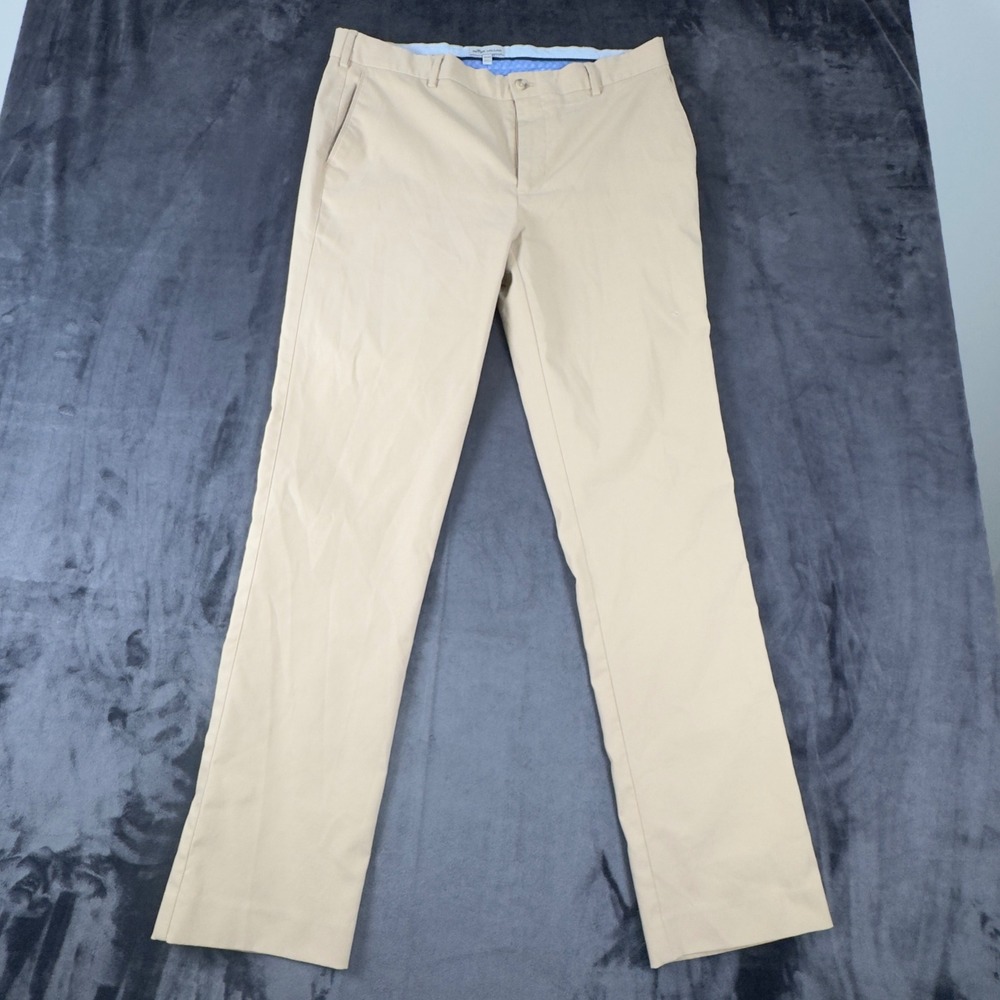 Peter Millar Chino Pants Mens 34/32 Tan Khaki Straight Leg Twill Trousers